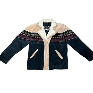 Vintage Casual Outfitters Aztec Western Suede Leather Jacket Men’s Large